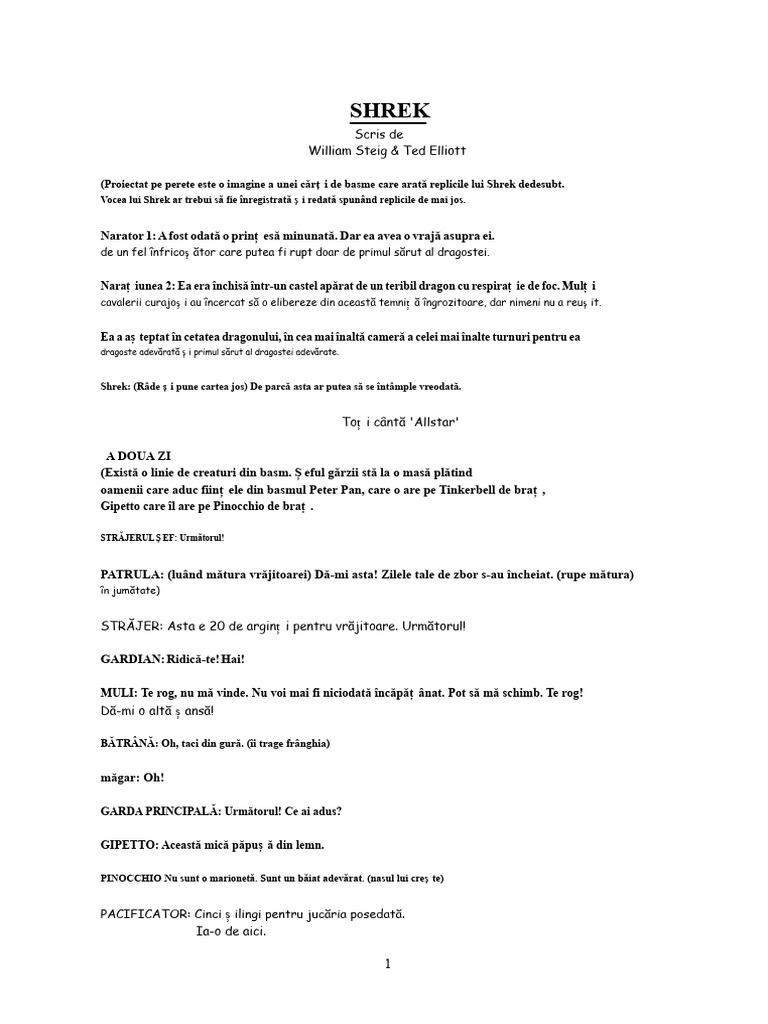 SHREK Script | PDF