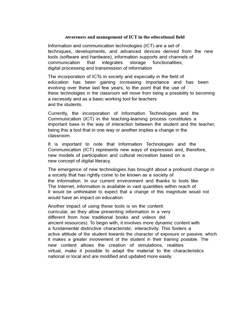 ICT Integration in Education Management | PDF | Educational Technology ...