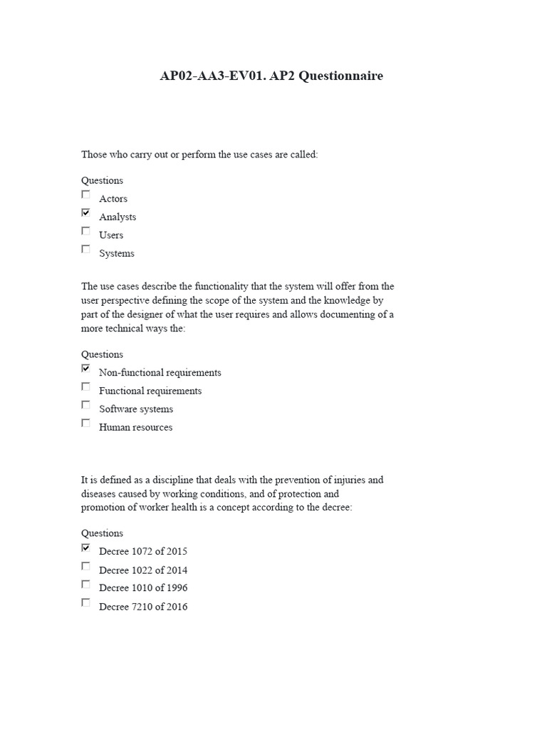 AP02-AA3-EV01: Use Case Questionnaire Guide | PDF | System | Operating ...