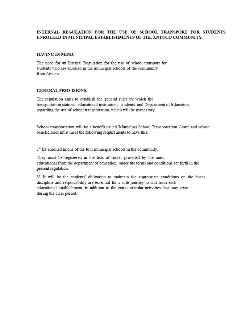 School Transport Regulations | PDF | Bus
