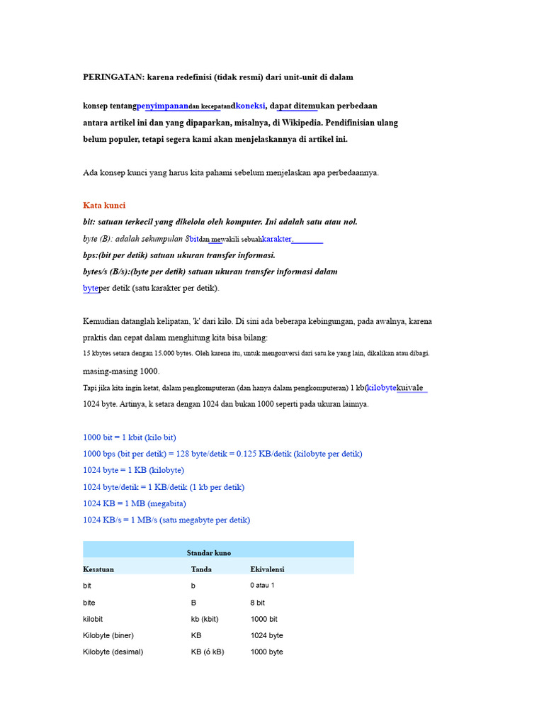 Perbedaan KB dan Kbps dalam Data | PDF