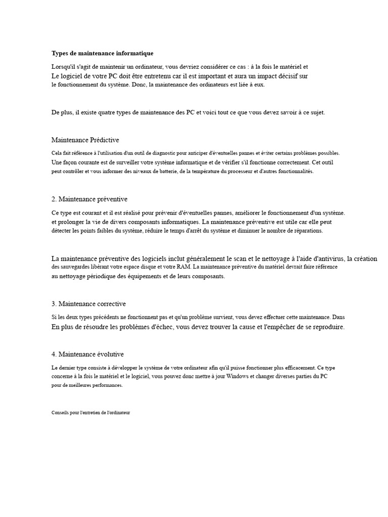 Types de maintenance informatique | PDF | Logiciel antivirus ...