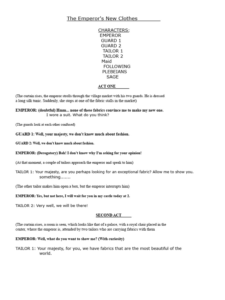 Script The Emperor's Suit | PDF