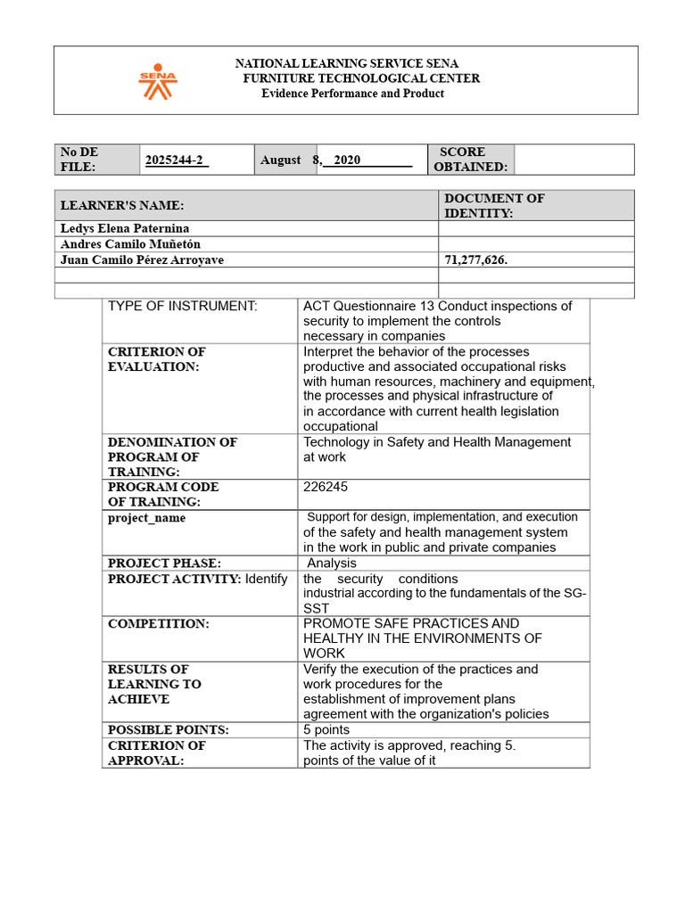 Planned inspections questionnaire | PDF | Occupational Safety And ...