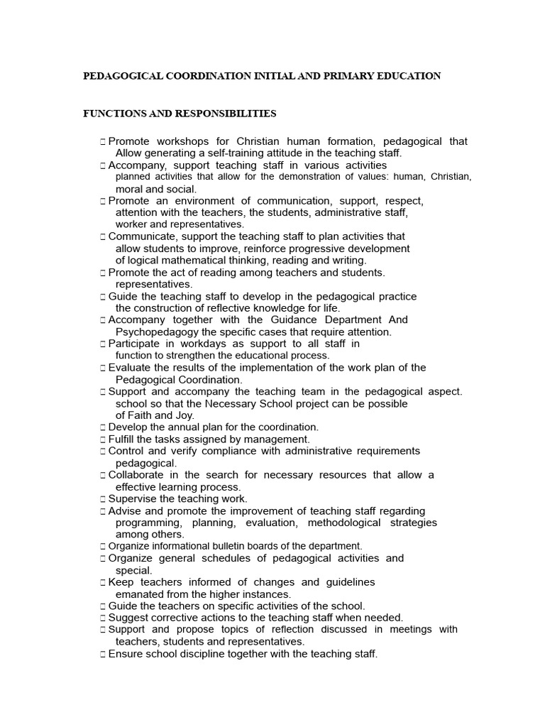 Pedagogical Coordination in Education | PDF | Pedagogy | Teachers