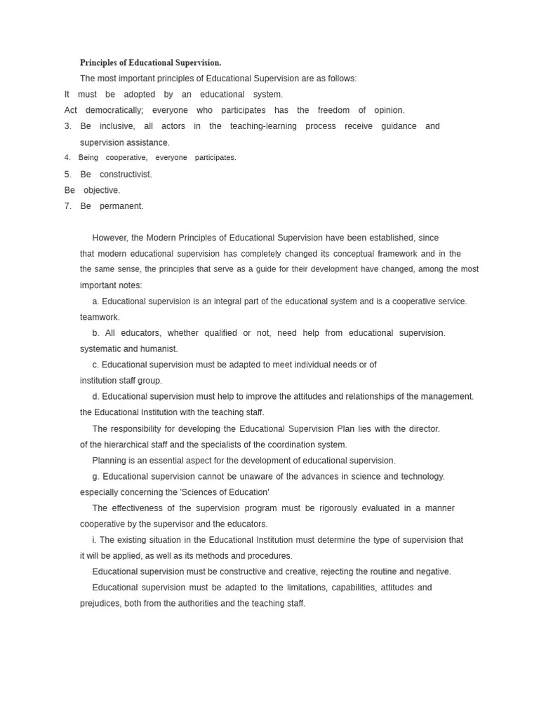 Key Principles of Educational Supervision | PDF | Methodology | Cognition