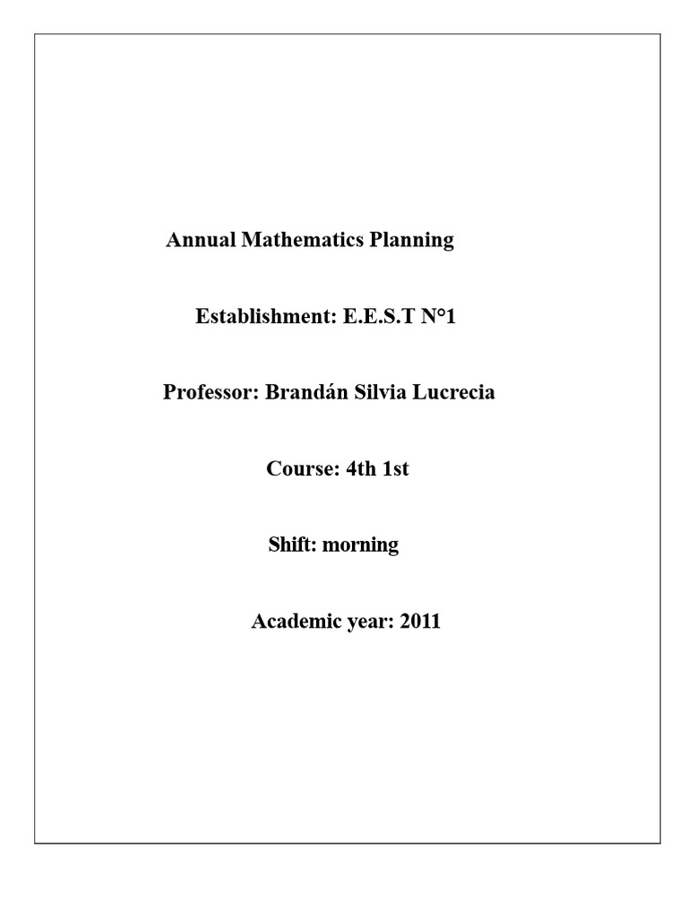Annual Mathematics Curriculum Plan 2011 | PDF | Trigonometric Functions ...
