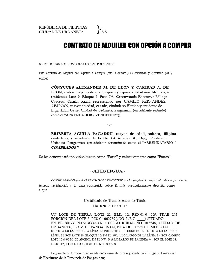 Contrato de Alquiler con Opción a Compra | PDF | Impuestos