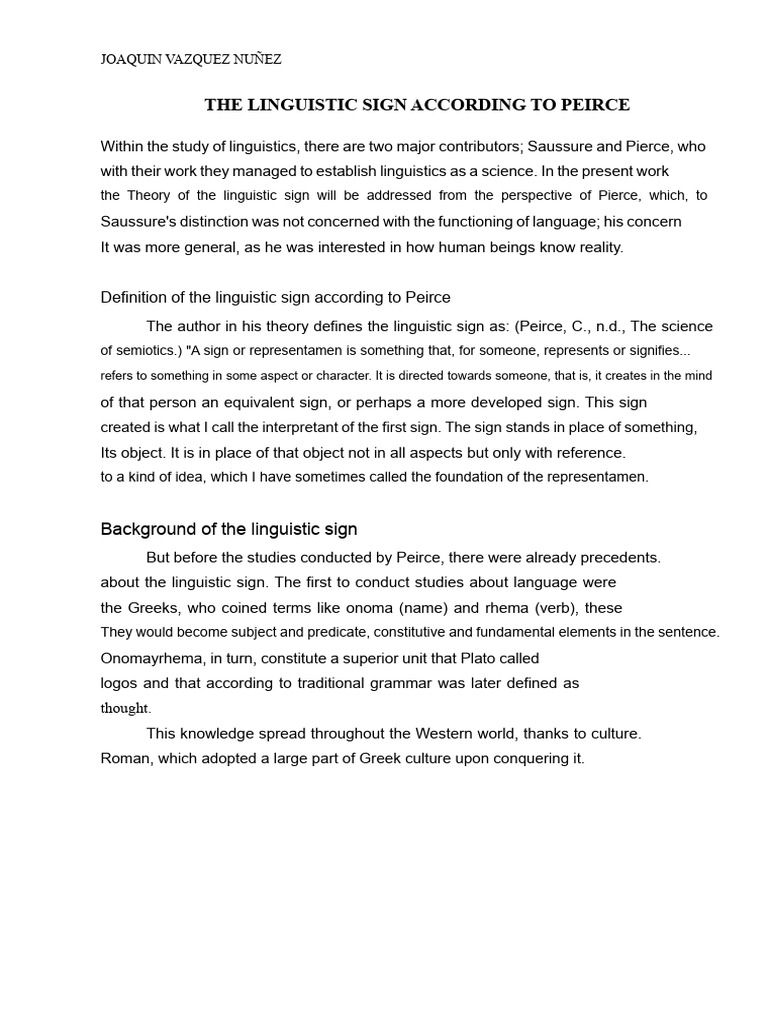 Peirce's Theory of the Linguistic Sign | PDF | Contemporary Philosophy ...