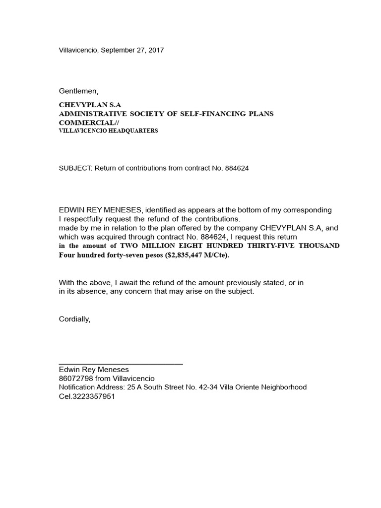 Chevyplan Return | PDF