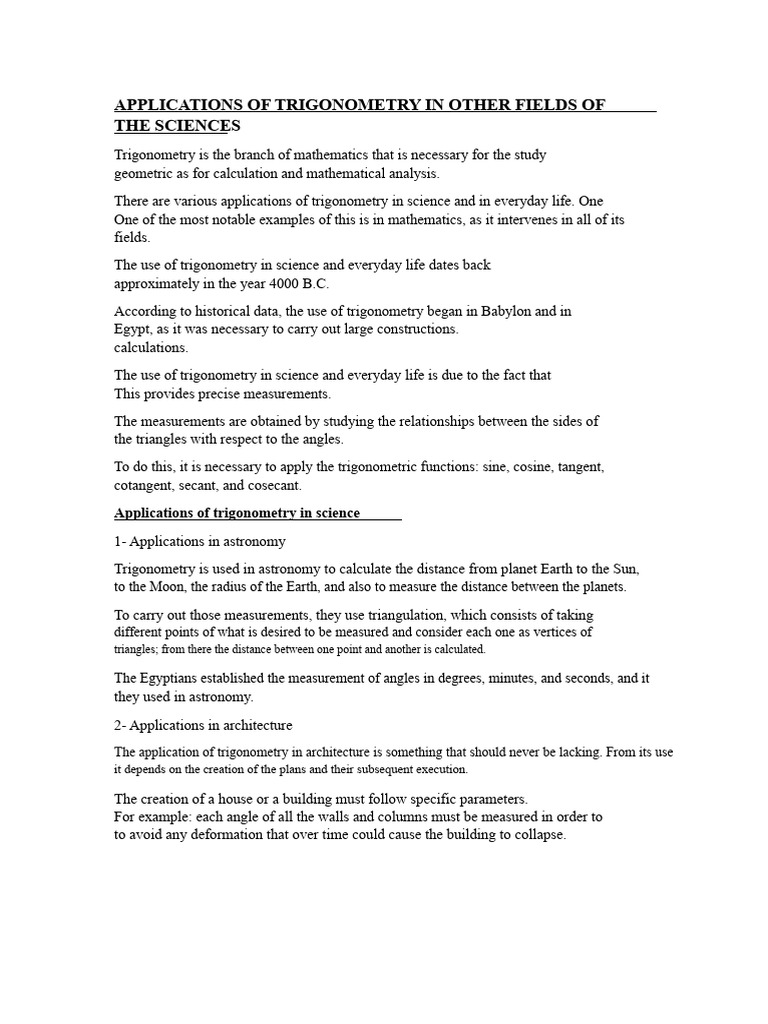 Trigonometry Applications in Science | PDF | Trigonometric Functions ...