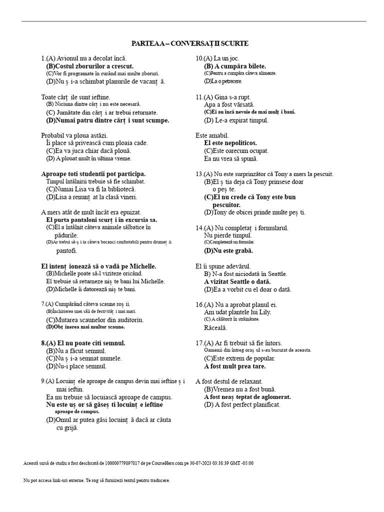 Listening Practice Test 2 PDF | PDF