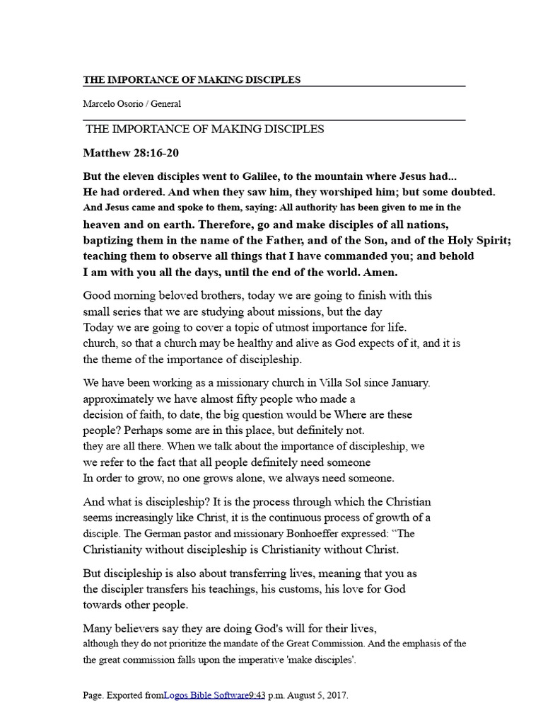 The Significance of Discipleship in Faith | PDF | Disciple ...