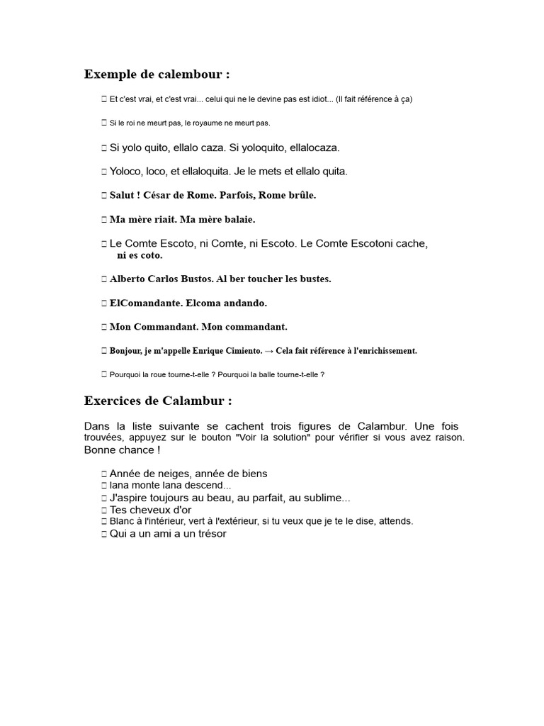 Exemples de calembours amusants | PDF