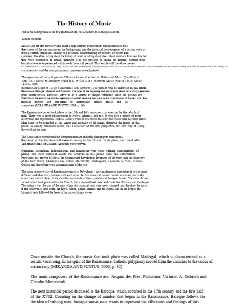 Overview of Music History Periods | PDF | Romantic Music | Classical ...