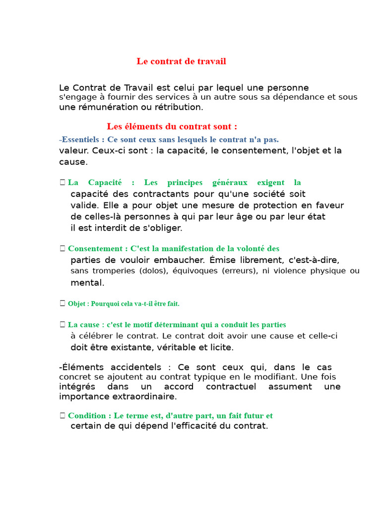 Guide complet sur le contrat de travail | PDF