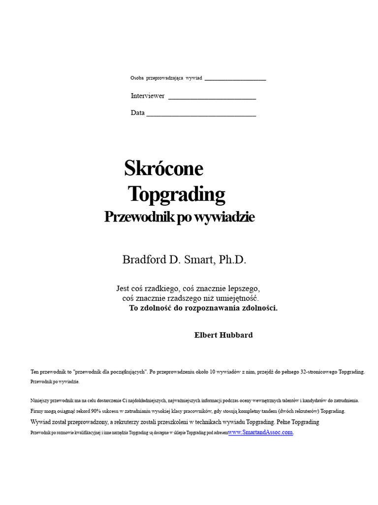 Skrócony Przewodnik Po Wywiadzie Topgrading PDF | PDF
