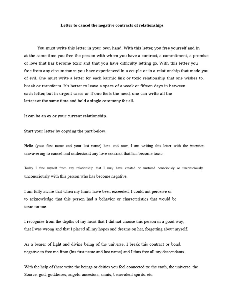 Letter To Break Karmic Ties (Couple - Romantic Relationships) | PDF ...