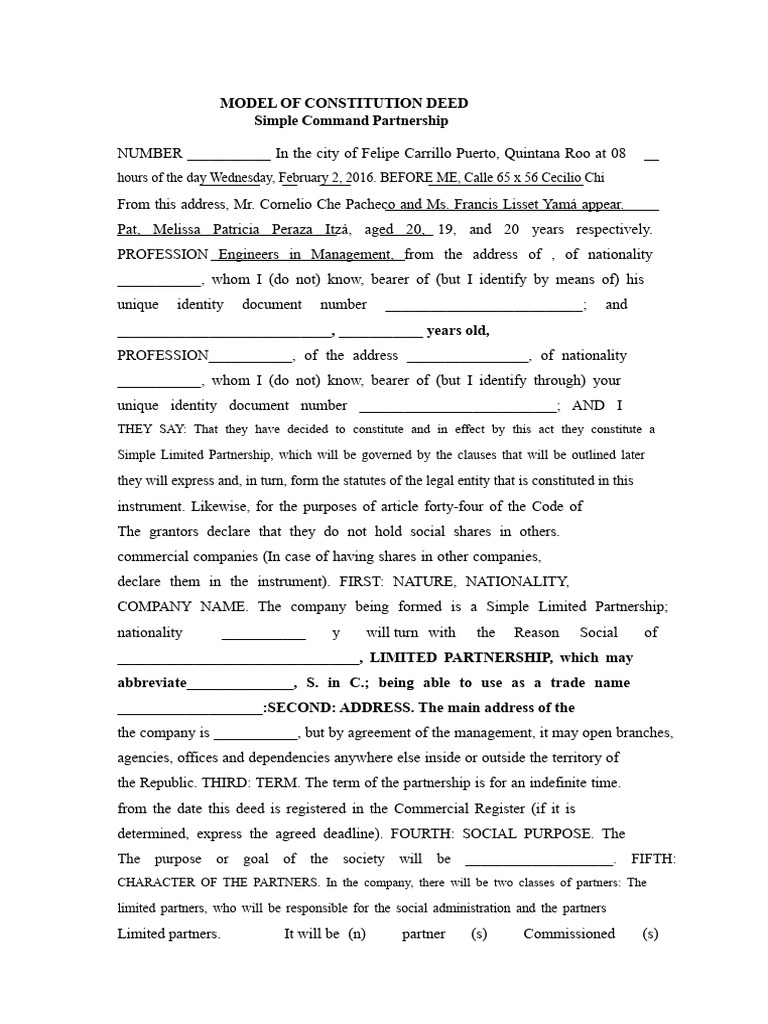 Simple Limited Partnership Model | PDF | Limited Partnership | Partnership