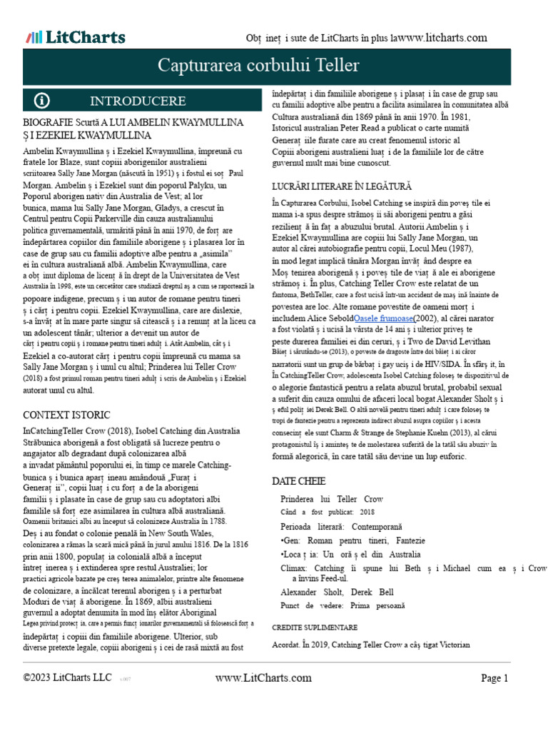 Catching Teller Crow LitChart | PDF