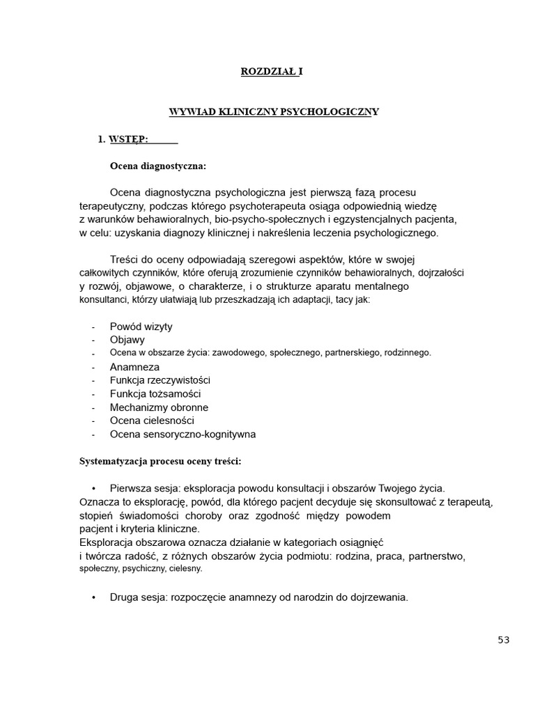 Wywiad Psychologiczny Kliniczny Pdf