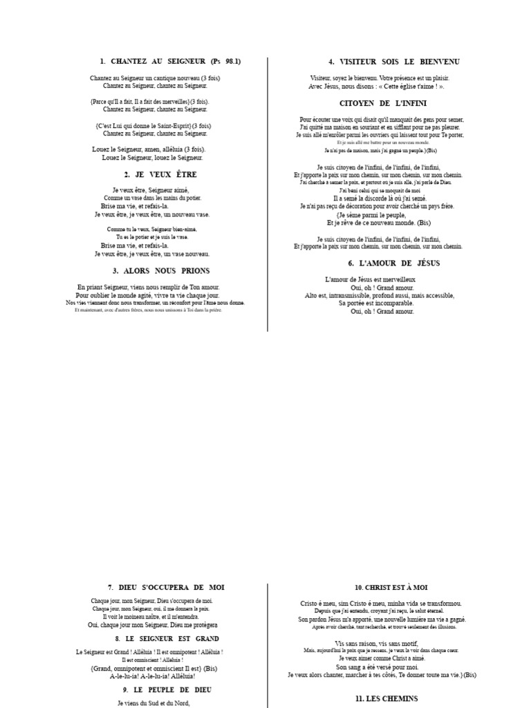 Chants de louange et dévotion chrétienne | PDF | Jésus | Dieu