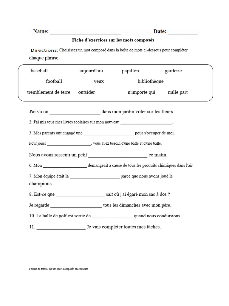 Mots Composés Dans Le Contexte 2 | PDF