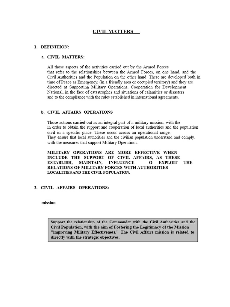 Understanding Civil Affairs Operations | PDF | Military | National Security