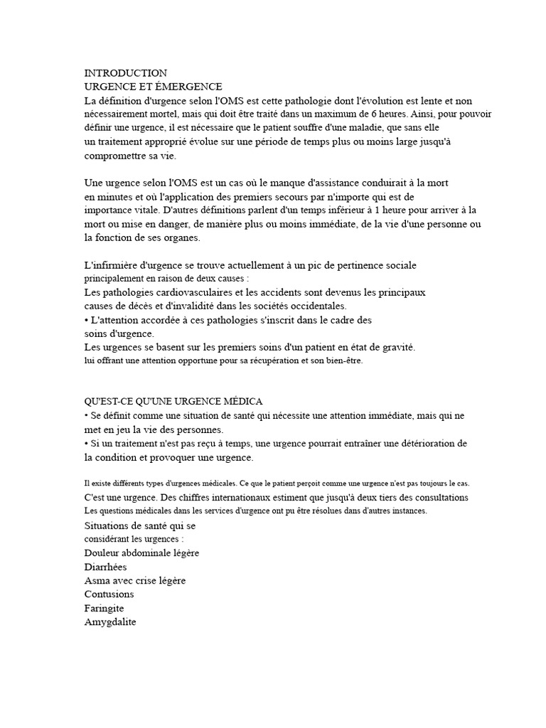 Définition de l'urgence médicale | PDF | Urgence | Médecine de soins ...