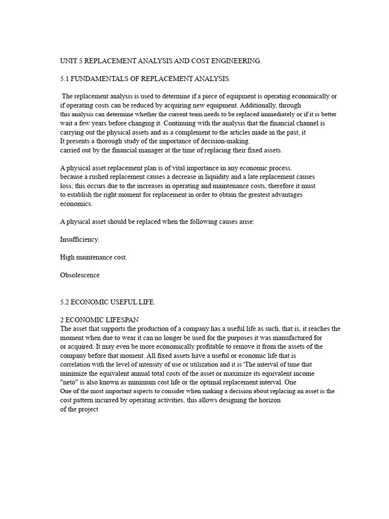 Replacement Analysis in Cost Engineering | PDF | Inflation | Debt
