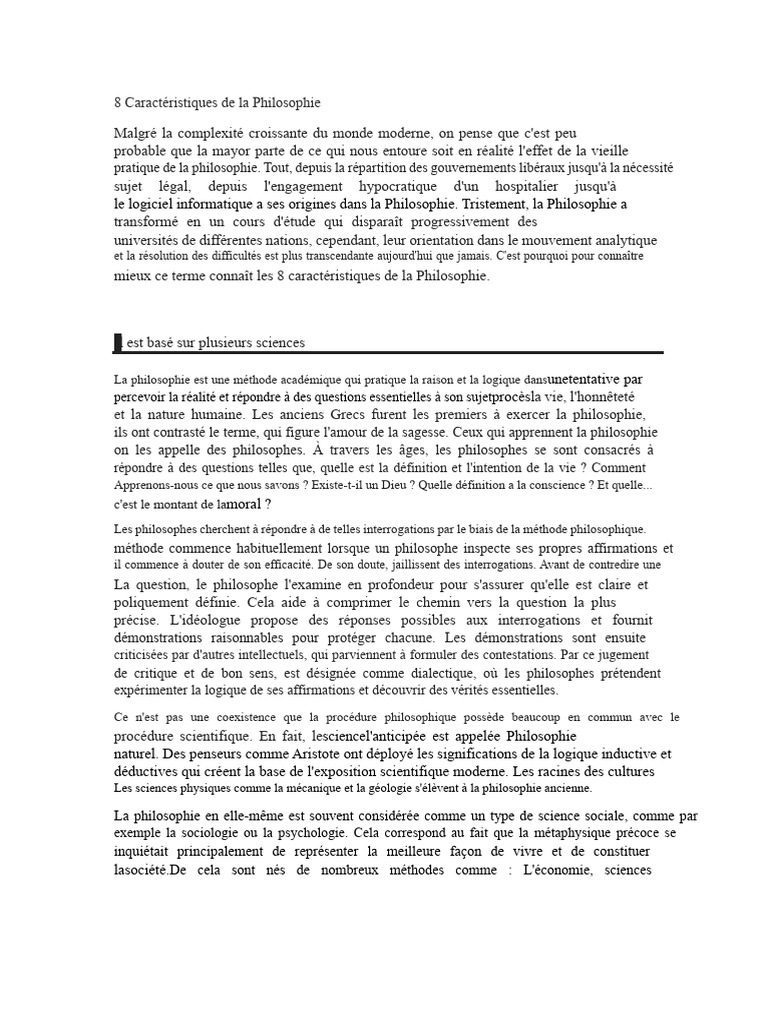 8 Caractéristiques Essentielles de la Philosophie | PDF | Science ...