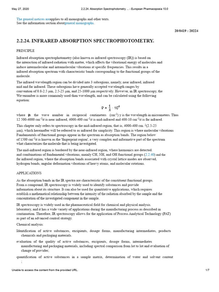 Infrared Absorption Spectrophotometry | PDF | Infrared Spectroscopy ...