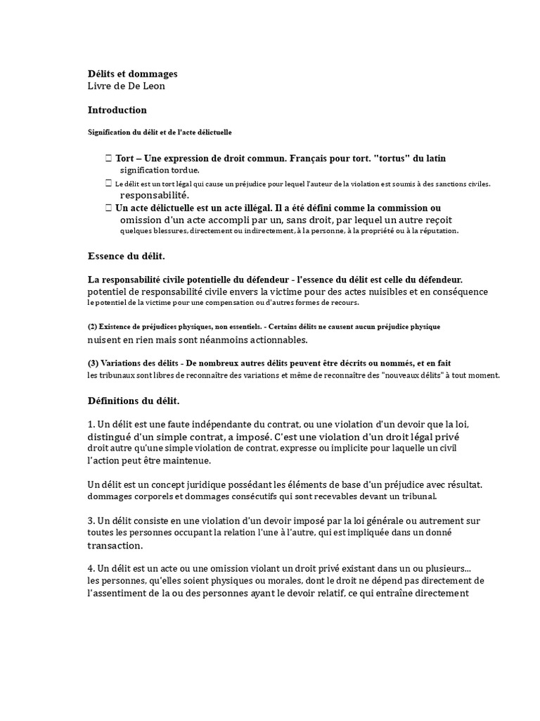 Comprendre les délits et dommages civils | PDF | Crimes | Crime et violence