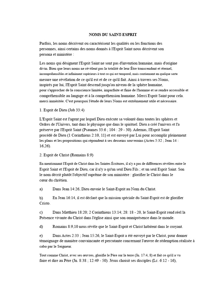 Noms et missions de l'Esprit Saint | PDF | Saint-Esprit | Dieu
