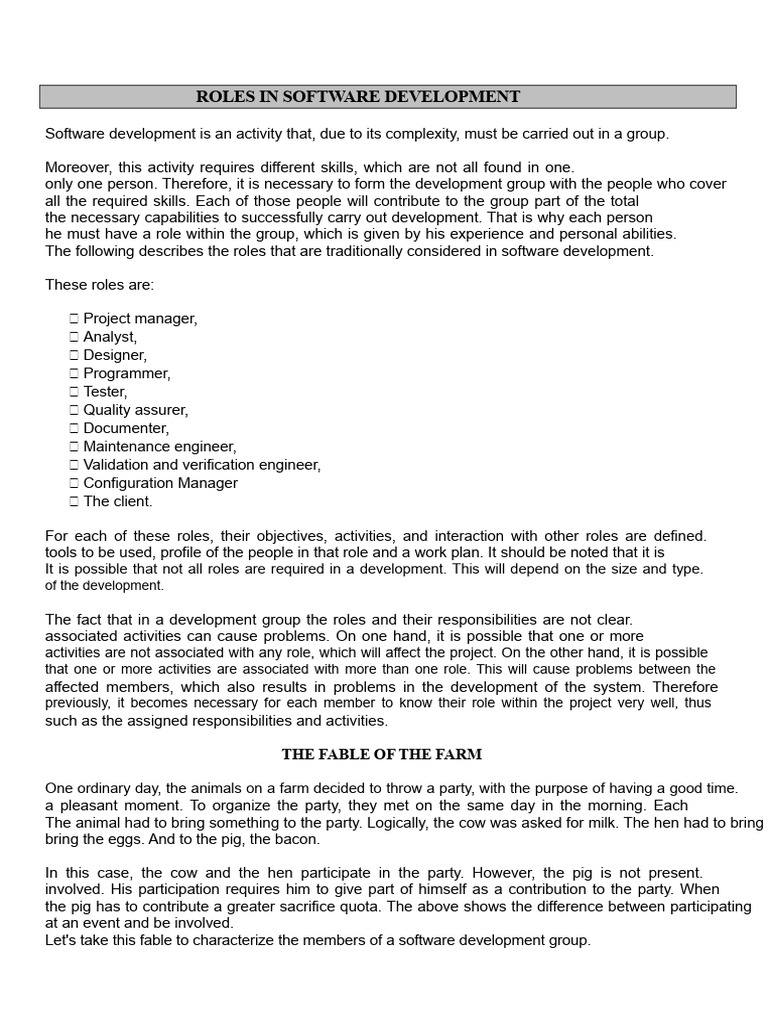 Roles in Software Development | PDF | Source Code | Software Development