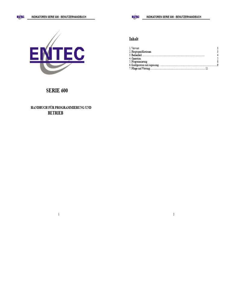Handbuch Entec 600e | PDF