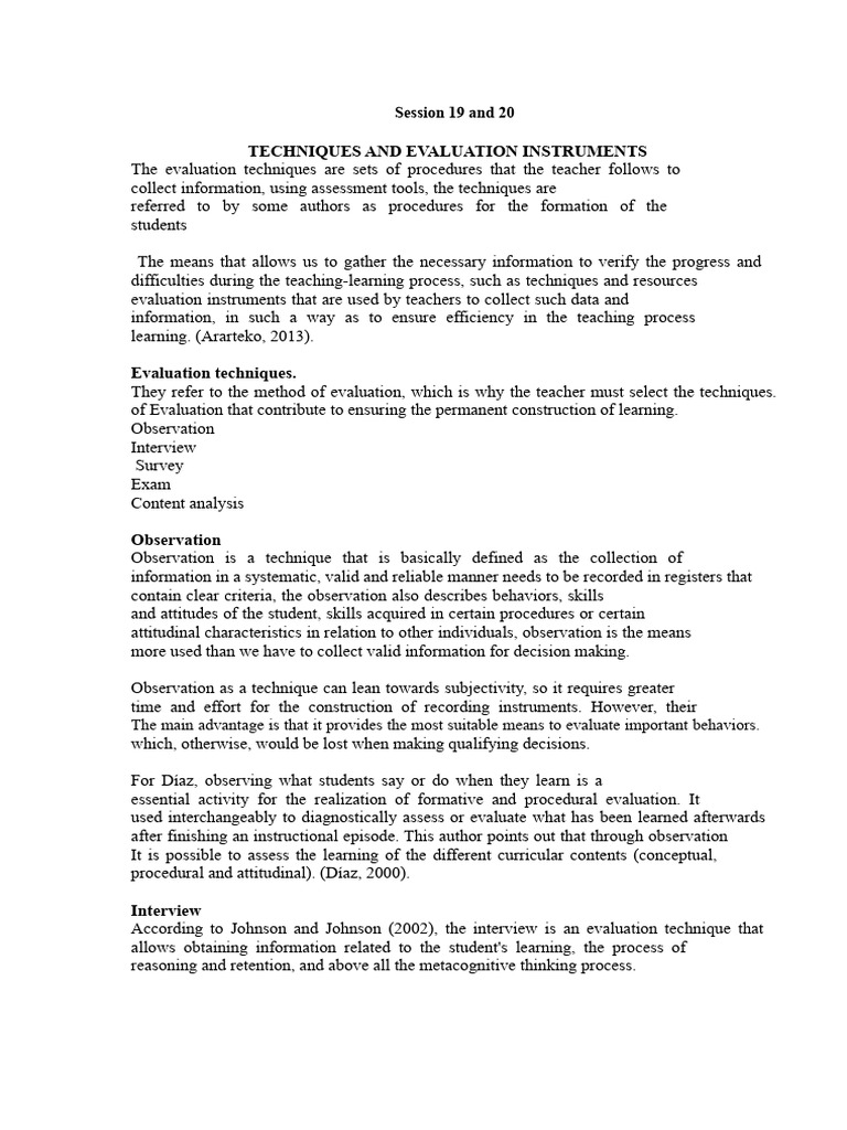 Evaluation Techniques for Learning Assessment | PDF | Survey ...