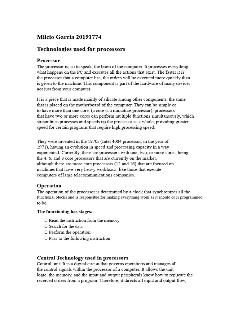 Processor Technologies Explained | PDF | Central Processing Unit ...