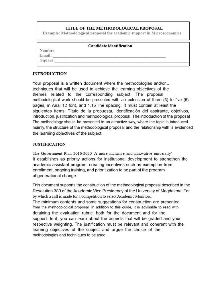 Methodological Proposal Format 002 | PDF | Methodology | Evaluation