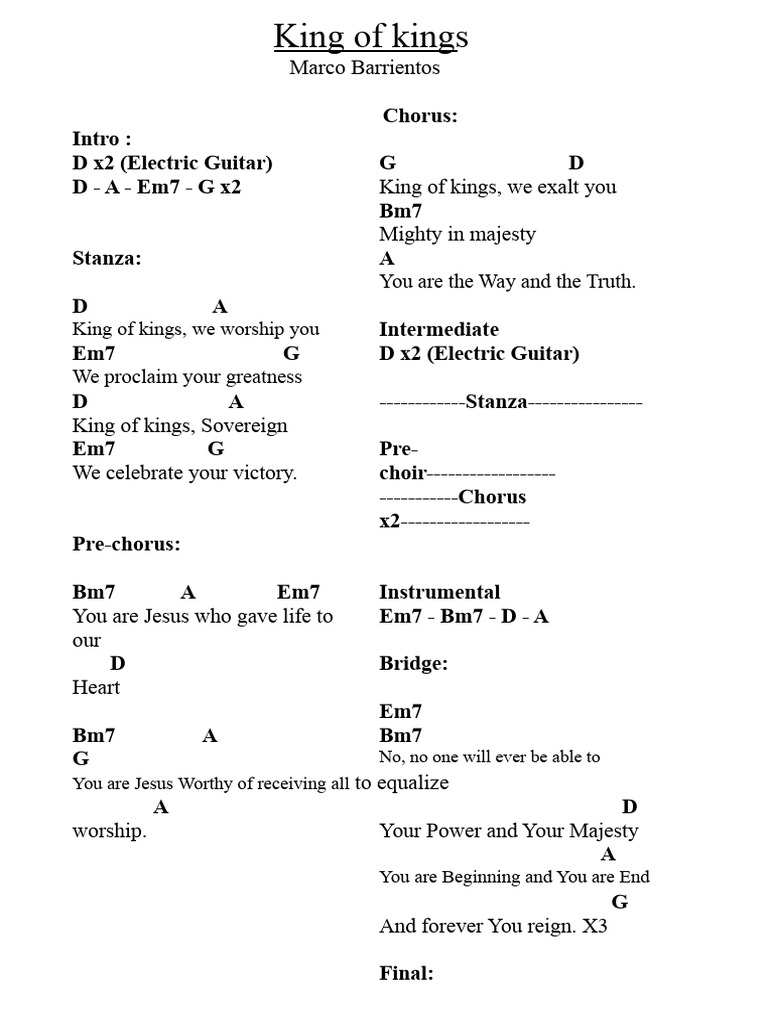 King of Kings Worship Song Lyrics | PDF