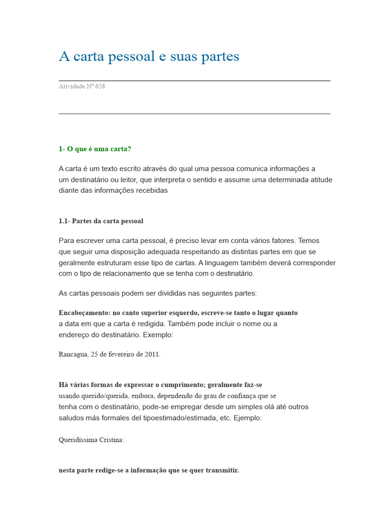 Estrutura da Carta Pessoal: Guia Completo | PDF