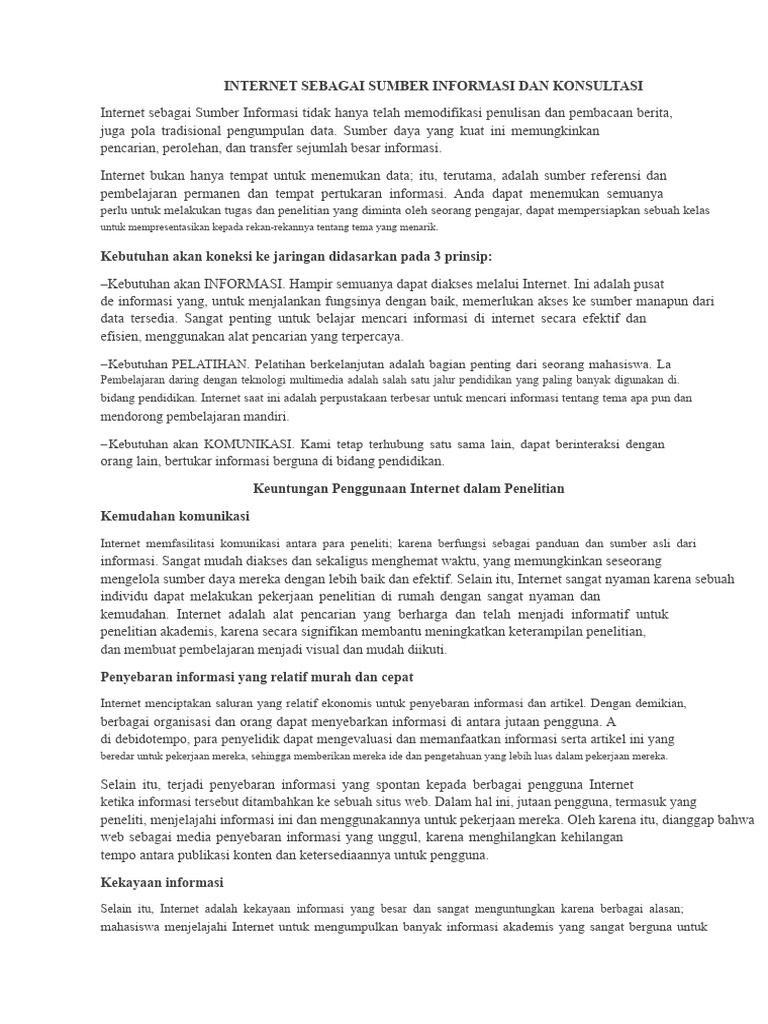 Internet: Sumber Informasi dan Risiko | PDF
