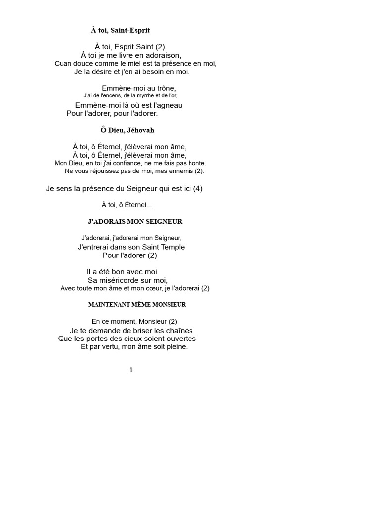Louange et Adoration au Seigneur | PDF | Saint-Esprit | Dieu