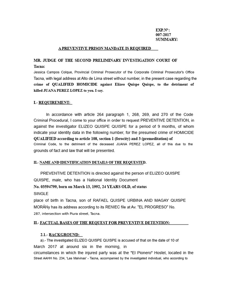 Preventive Detention Request | PDF | Crimes | Crime & Violence