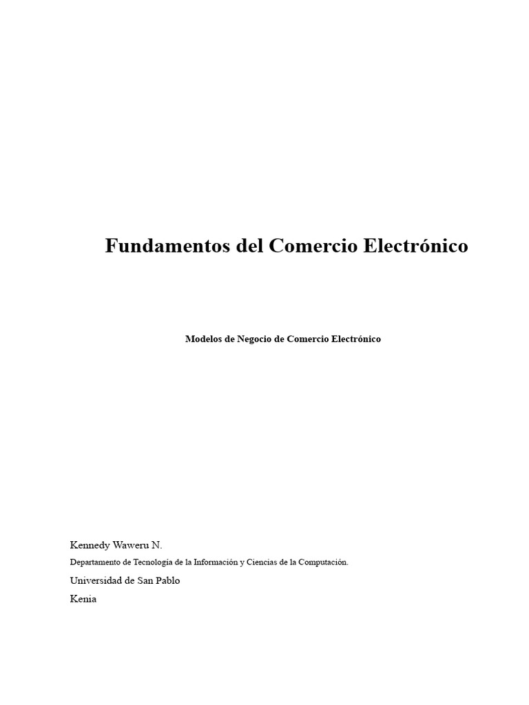 Capítulo Dos - Modelos de Negocios de Comercio Electrónico | PDF | Plan ...
