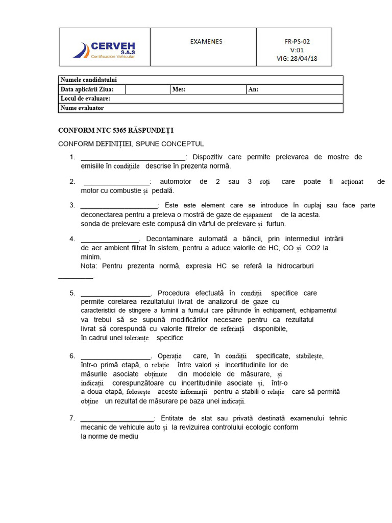 Examen NTC 5365 | PDF