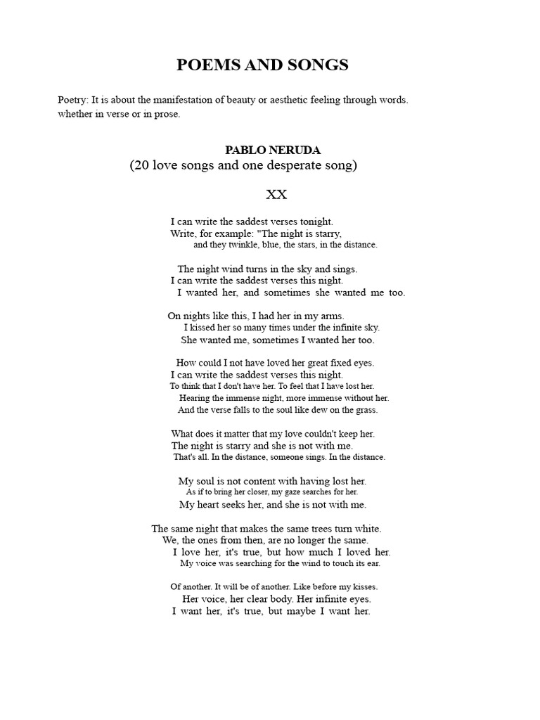 Neruda's Love and Loss in Poetry | PDF | Poetry