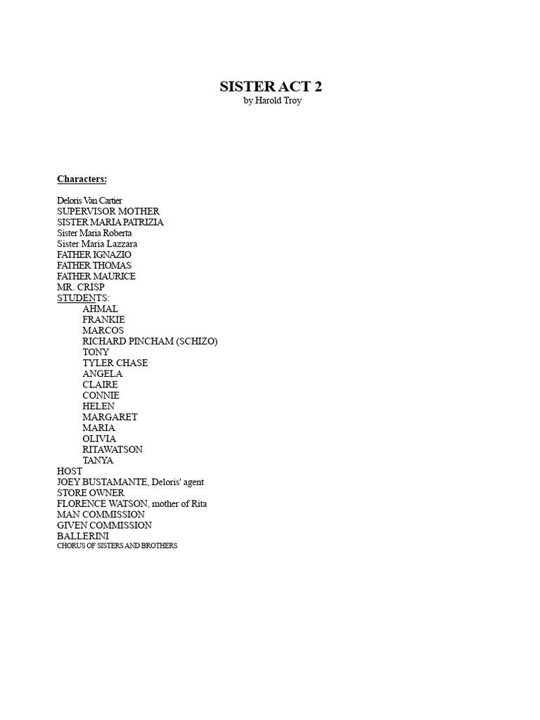 Joey Bustamante in Sister Act 2 Script | PDF