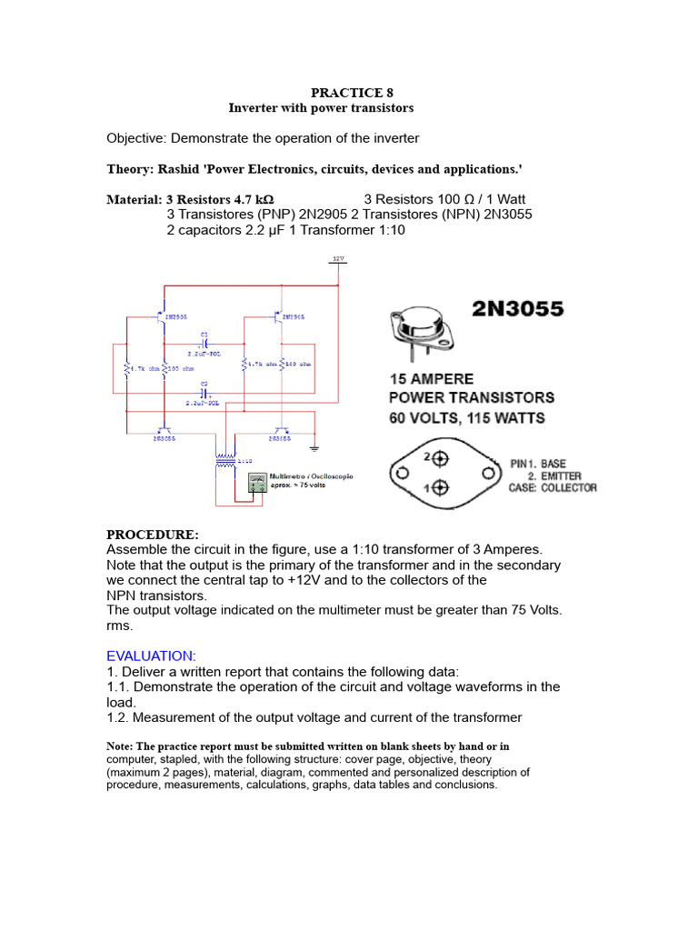 Practice 8 Inverter With Power Transistors | PDF