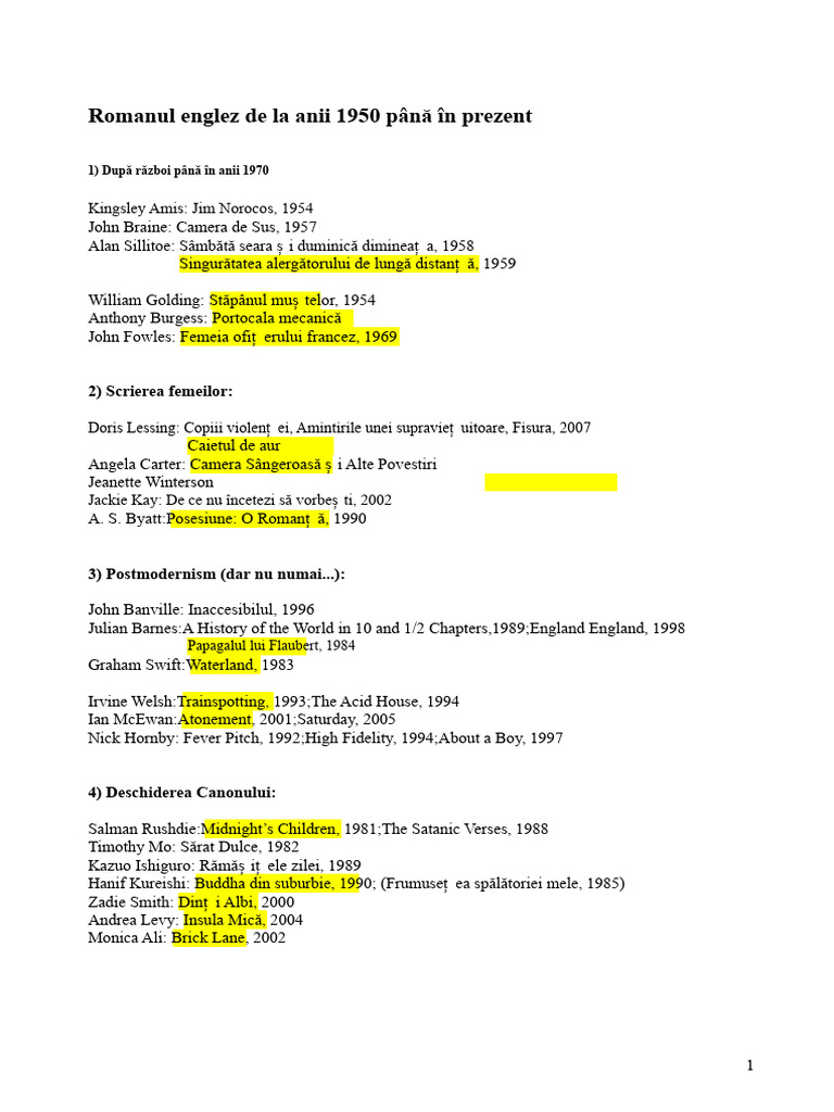 Roman Englez Din 1950 | PDF